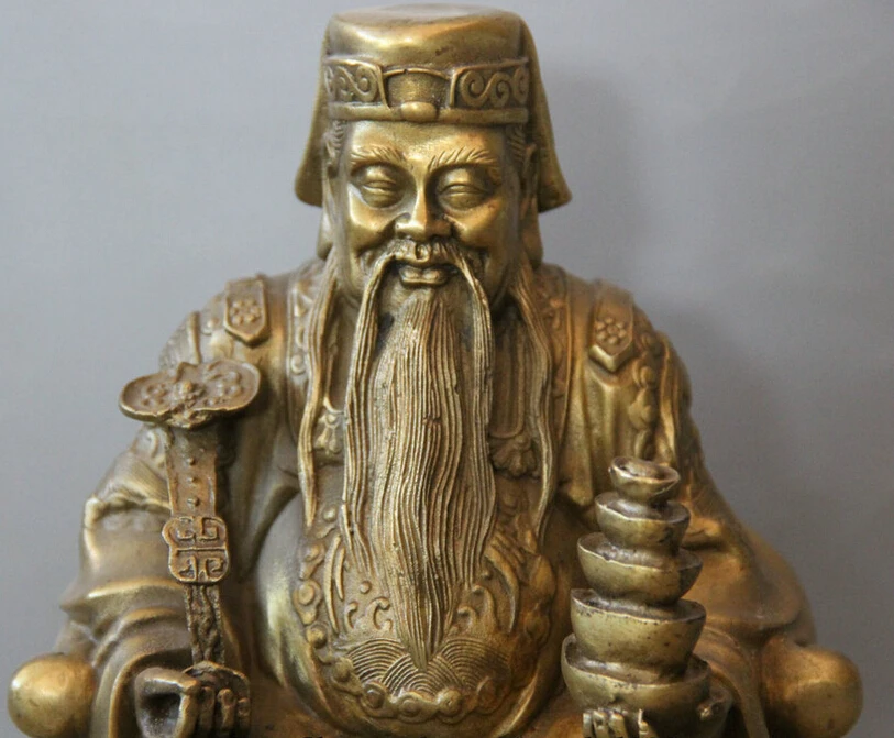 

S5820 8" Chinese Brass Ru Yi Wealth Seat Chair Land granddad grandpapa grandpa Statue D0318
