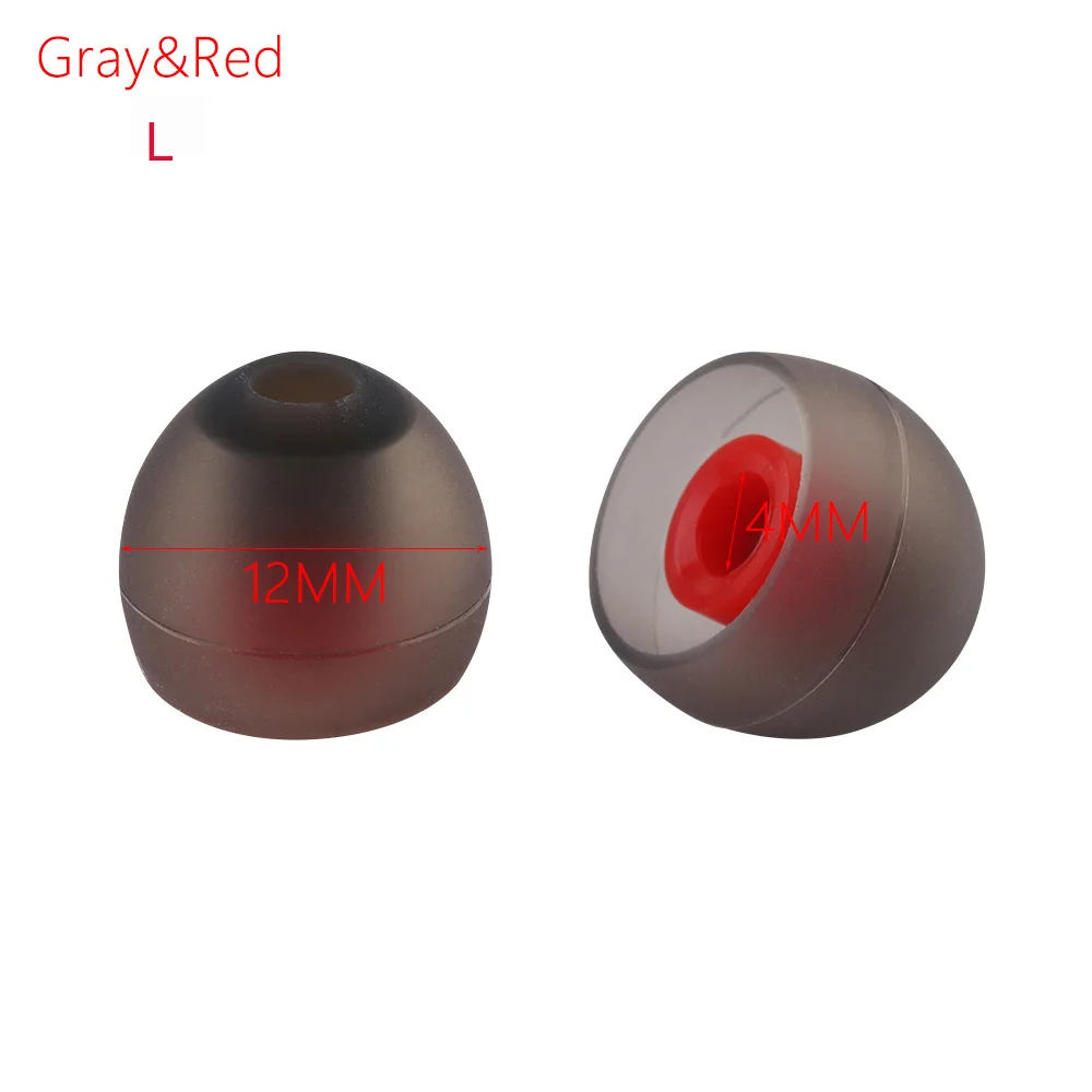 20 шт/10 пар, новые силиконовые 4 мм Сменные наушники-вкладыши, вкладыши, наконечники для ушей, крышка, мягкая резина, универсальные сменные наконечники для ушей - Цвет: Gray Red L