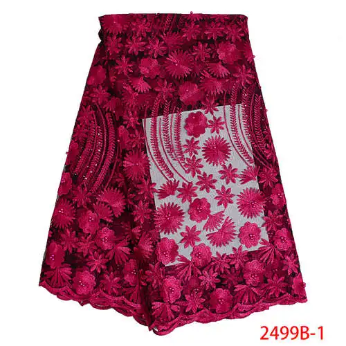 Африканская кружевная ткань Лидер продаж нигерийская сетчатая ткань для женщин свадебные вышитые фиолетовые ткани с бисером платье GD2499B-1 - Цвет: Picture-1