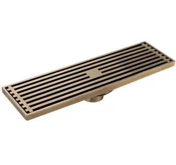 

30*8cm Brass Deodorant Shower Room Large Displacement Floor Drain Straight Antique Thickened Copper Balcony Floor Drain