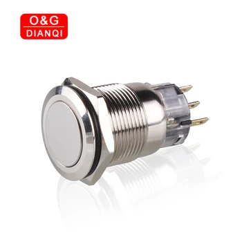 

19mm Metal Push Button Switch Flat Head Waterproof Self locking Momentary Button Switch 3Pins Waterproof