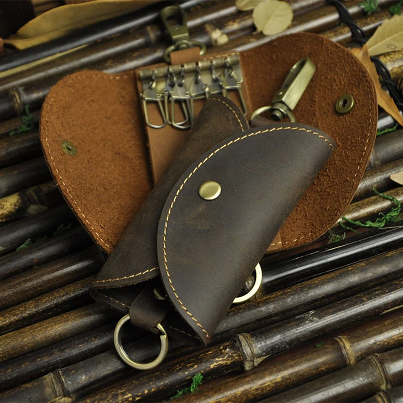 Buy Unisex Crazy Horse Cowhide Car Key Bag Holder