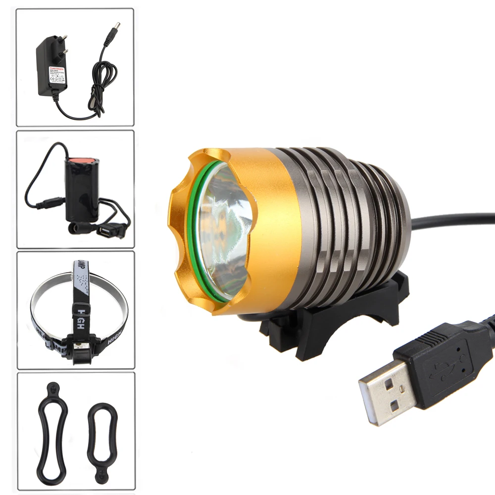 3800Lm XML T6 LED USB Head front Bicycle Light Bike Lamp Torch Headlamp
