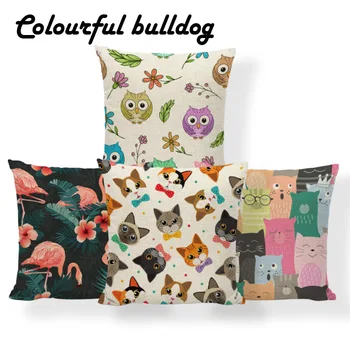 

Fox Antlers Rabbit Cushion Cover Flamingos Cat Dog Pillow Case Covers Anime Lounger Chair Nap Mat Pillow With Cover Small Linen