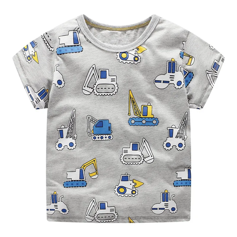 VIDMID футболка для мальчиков; топы; одежда для детей; От 2 до 7 лет футболки; хлопковая Футболка с принтом «Тачки» и «Трактор»; детская одежда; Летние футболки с рисунком динозавра - Цвет: as photo