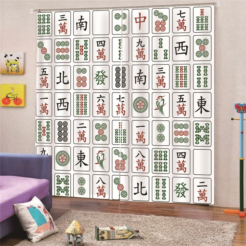 3D Digital Print Mahjong curtain for living room thickening blackout Embossed pattern bedroom window Draps Home Decor AP16