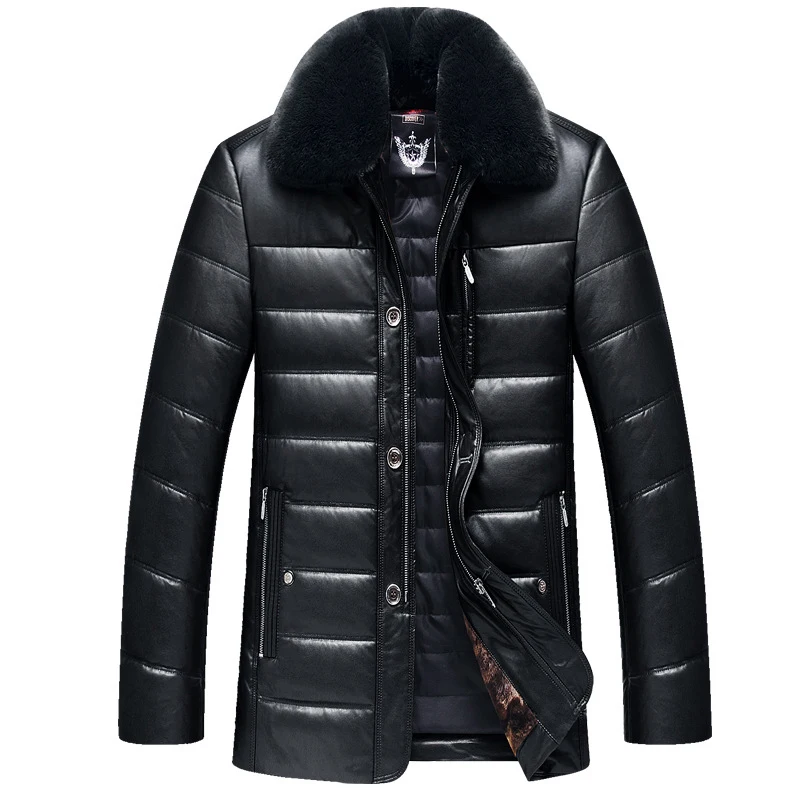 Thick Detachable Fur Collar Winter Leather Jacket Men Causal Jackets Men Warm Mens Leather Jackets And Coats Motorcycle Coat