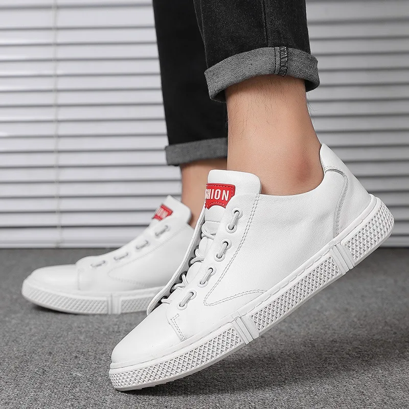 Noir Et Blanc À Baskets De Voyage blanc Mâle Chaussures Respirantes Décontractées Lacets Hommes Marque Marche Véritable Appartements Air En Conception Cuir Plein Noir rdeWBCEQox