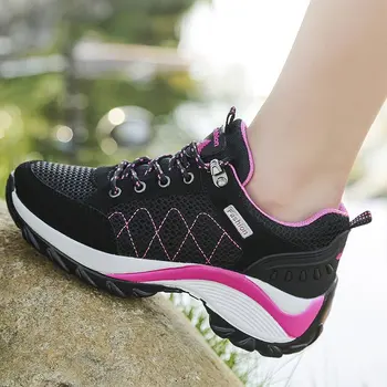 

Ladies breathable and heightening sneakers Breathable mesh non-slip mountaineering shoes climbing mountain walkingsize35-42
