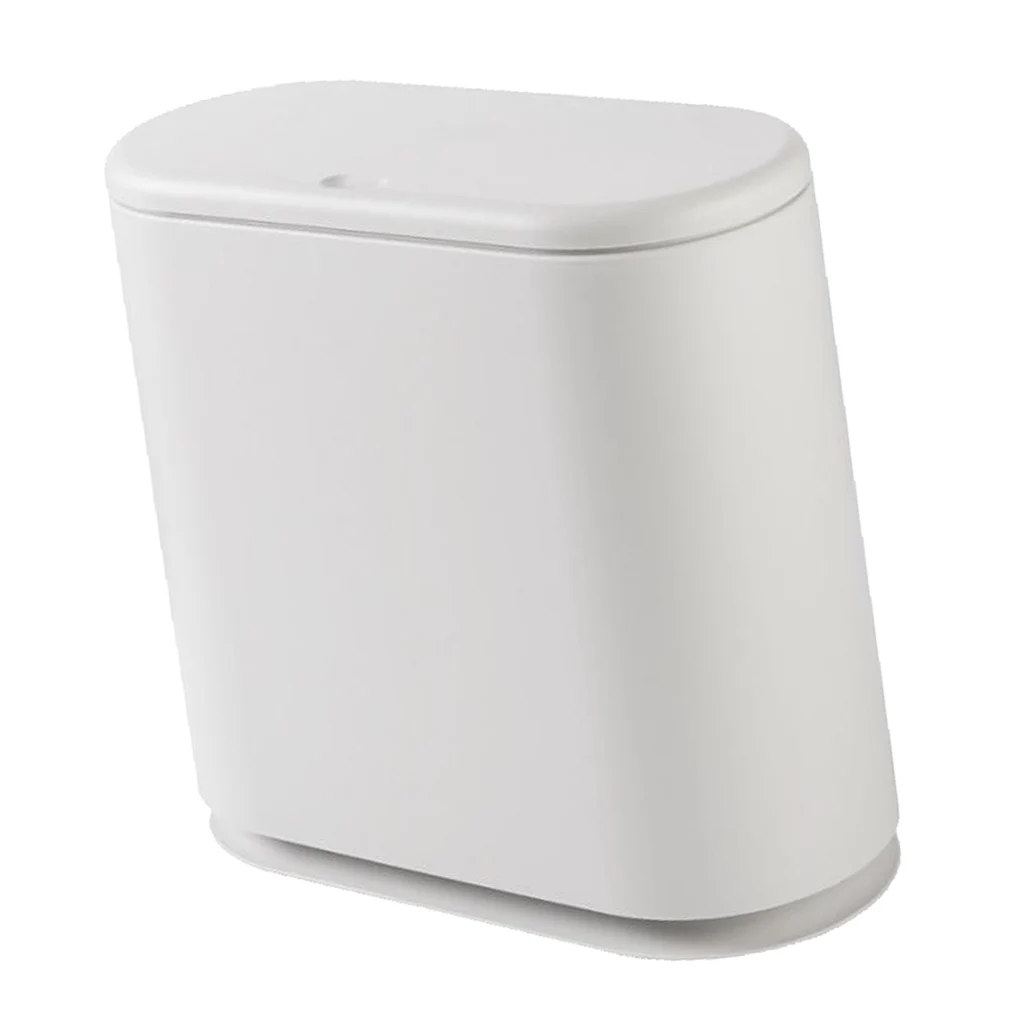 Modern Fashion White Flip Lid Trash Can Double Garbage Bag Holder Waste Bin