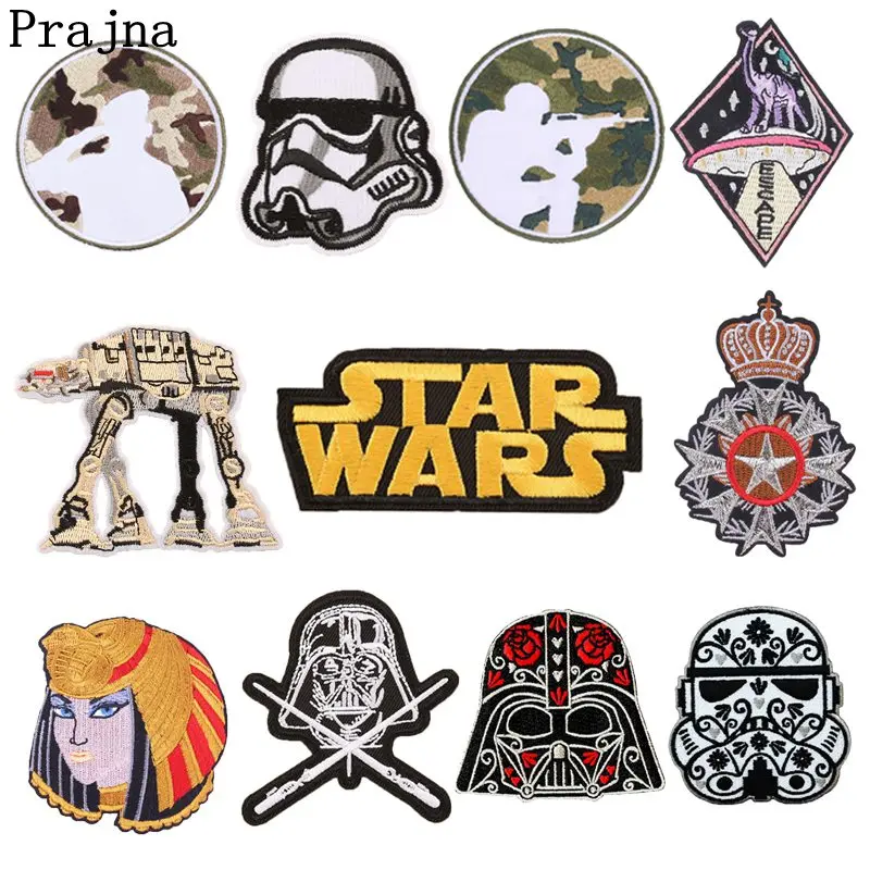 

Prajna Hot Sale Cartoon Embroidered Patches For Clothes Star Wars Stickers Army Sewing Fabric Patches Iron On Clothes Wholesale