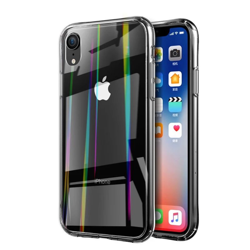 

XS XR Laser Tempered Glass Case for iPhone XS 10S Max XR X 8 7 Plus Case Transparent Hard Cover Soft Bumper for iPhone S R Funda