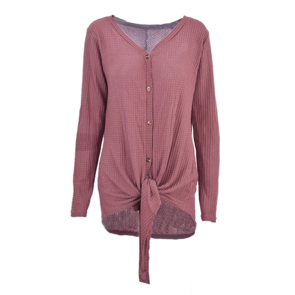 Women Casual long Sleeve v neck thin t shirt Top 2018 Spring New Open Stitch Cardigan Ladies Femme Jacket Outwear button tshirt 