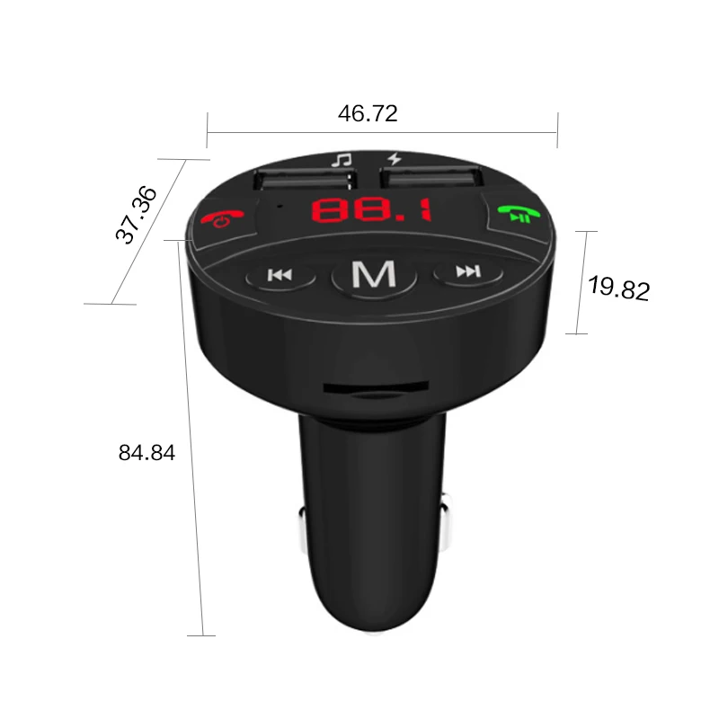 Автомобильный комплект громкой связи беспроводной Bluetooth fm-передатчик ЖК-дисплей MP3-плеер USB двойной зарядное устройство USB Поддержка TF карта SD карта