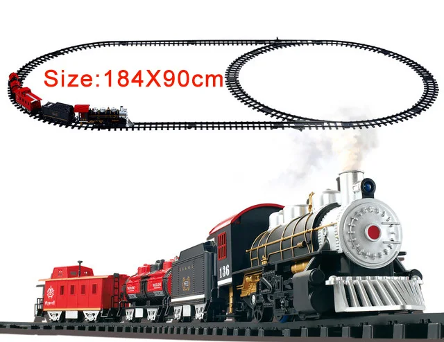 Лучше, чем поезд Томаса, классические игрушки, обучающий поезд на батарейках, железнодорожный вагон, Электрический поезд, набор со звуком и Smok вагоном - Цвет: M 184X90cm