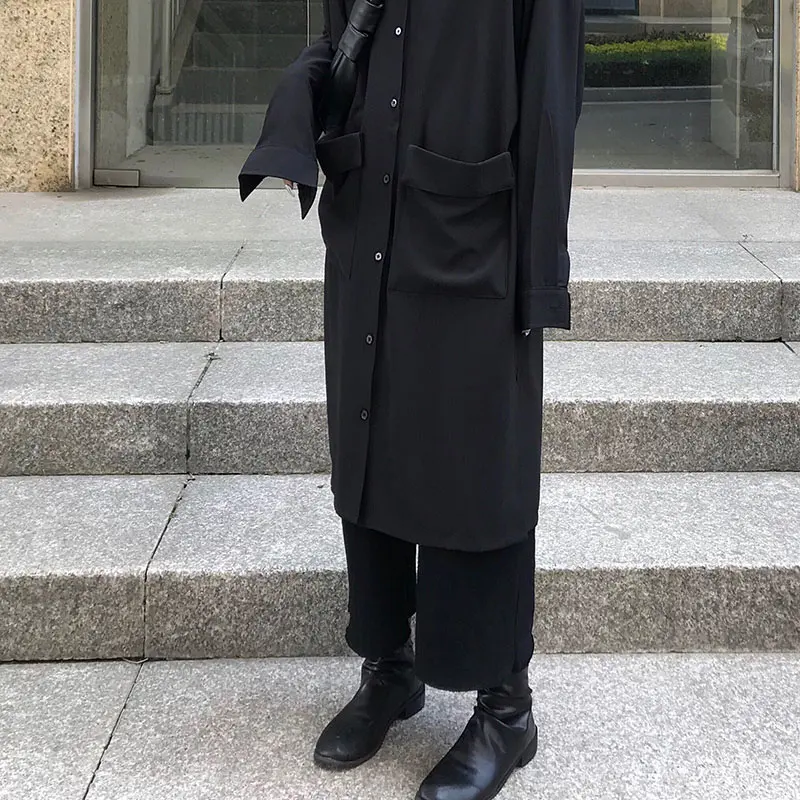 XITAO/черная блузка с разрезом для женщин, модная новинка, осенняя элегантная плиссированная рубашка с одним воротником с капюшоном и карманом, GCC2544