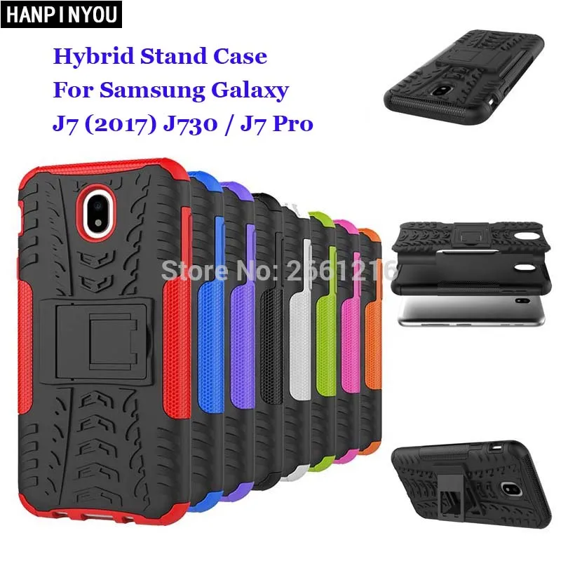 For Samsung Galaxy J7 (2017) J730 Pro Dazzle Shockproof Soft Silicone &amp Hard Plastic Dual Armor Back Case Stand Holder Cover | Мобильные