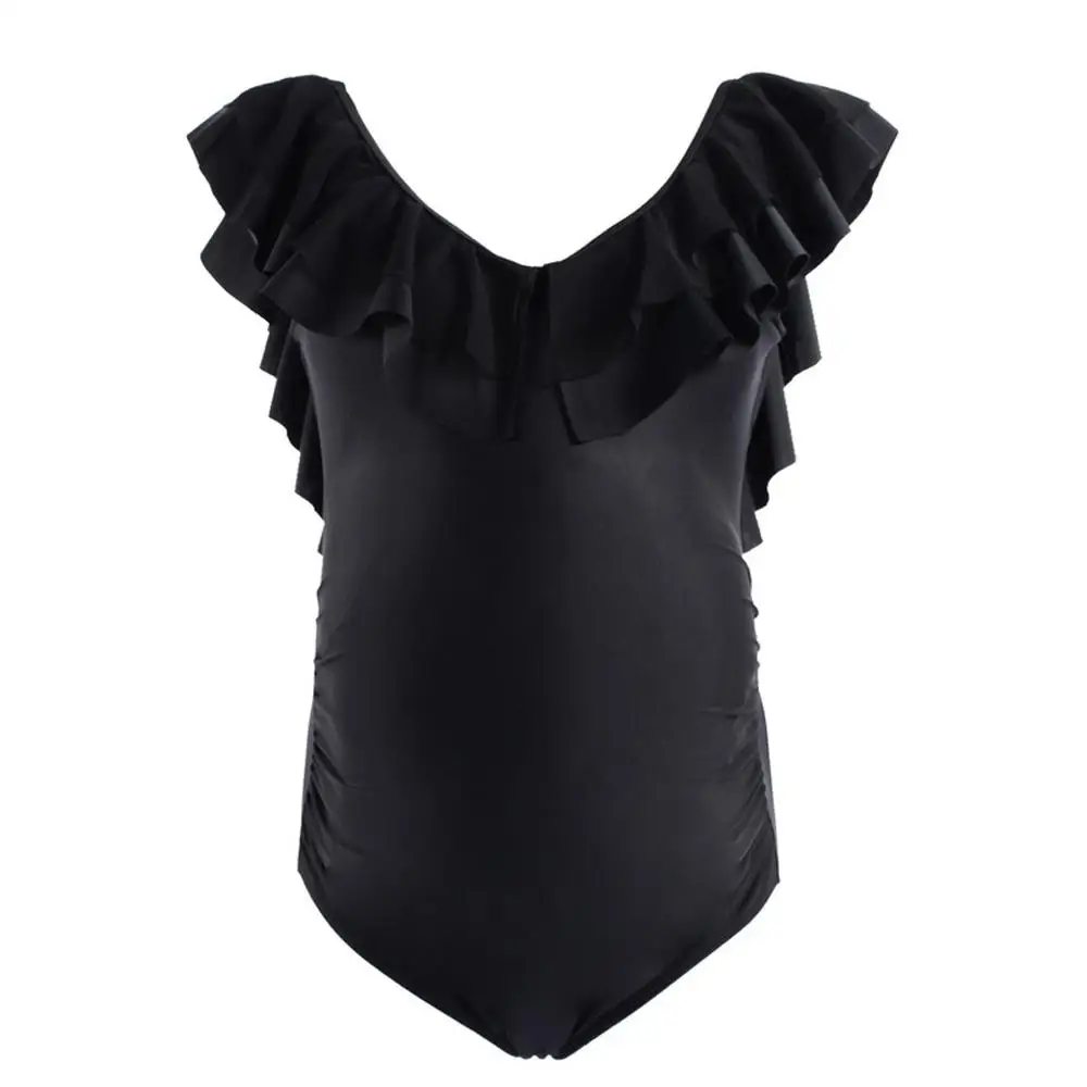 

Summer Maternity Sexy Bikini Women Ruffles Frenulum Pure Color Beachwear Pregnant Swimsuit Outdoor Casual Pregnant Swimsuit