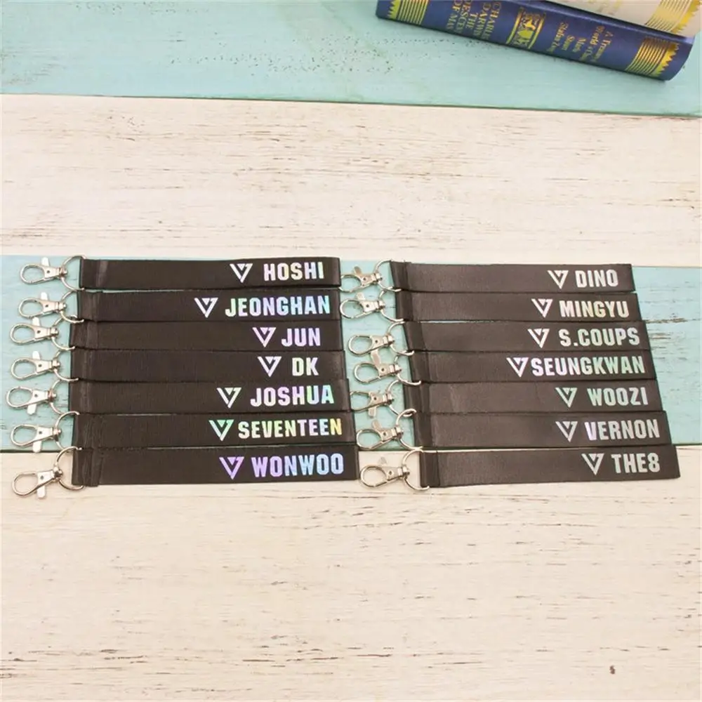 

Kpop SEVENTEEN 17 Laser Lanyard DK VERNON Name Keychain Mobile Phone Case Keyring Bag Pendant