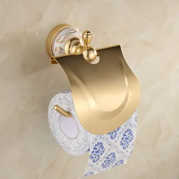 

Modern European Brass Aluminum Ceramic Gold Toilet Paper Holder Carved Bathroom Accessories Wall Mounted Toilet Paper Holder