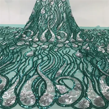

Nigerian French Net Lace Fabric Embroidered African Lace Fabric High Quality Dubai Guipure Mesh Lace 5 Yards for wedding xb83-55