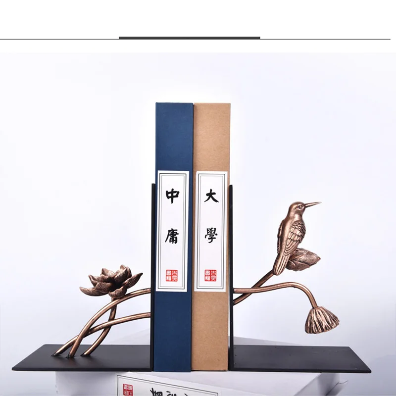1 пара китайский стиль Цветок Птица патерн Железный книгодержатель полка держатель для книг офисные школьные принадлежности канцелярские товары подарок украшение дома