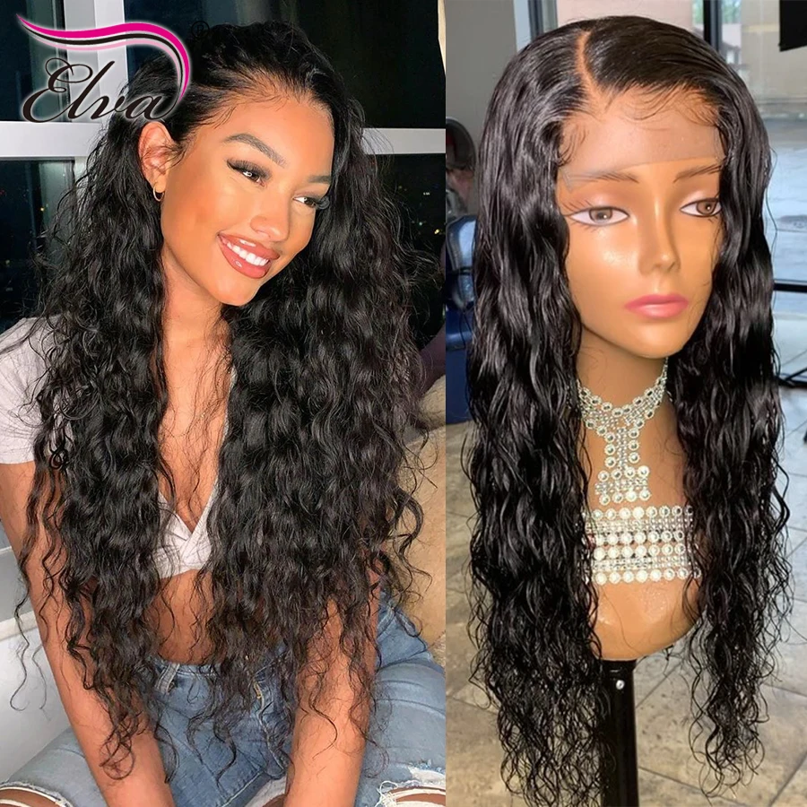 

Natural Wave Lace Front Wig Remy Hair Brazilian 360 Lace Frontal Human Hair Wigs Pre Plucked With Baby Hair 4.5inches Elva Hair