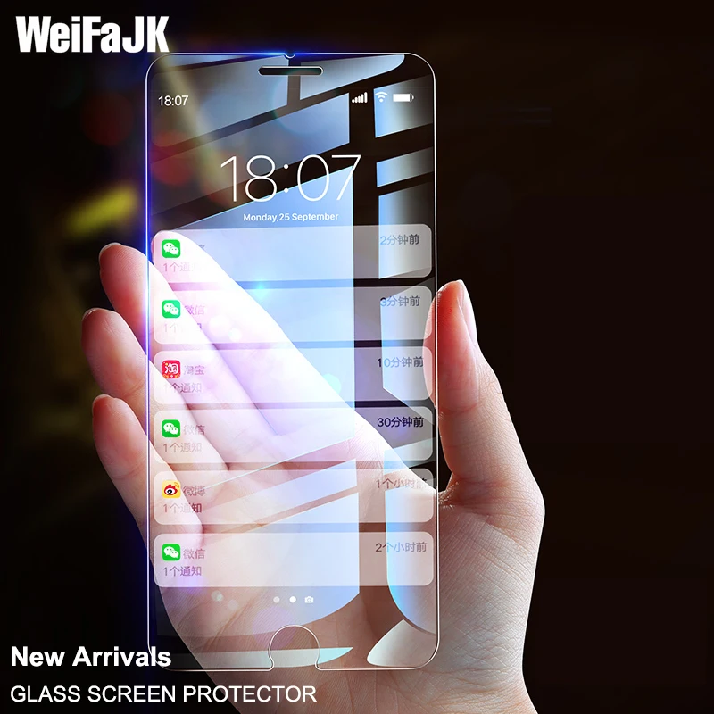 Beste WeiFaJK Screen Protector Voor iPhone 7 Glas Voor iPhone 5 5 S SE Gehard glas 7 8 Plus 6 Plus 5 S X Film Glas 2.5D 9 H Protecter