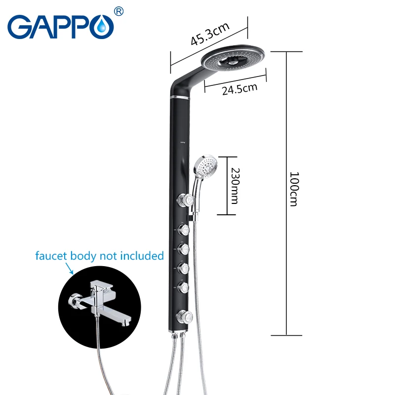 GAPPO черный смеситель для душа ABS панель ванной душевая настенный водопад комплект