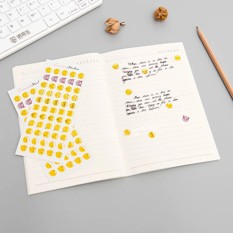 12 Sheets/Lot Emoji Stickers Mini Smile Face Sticker Emoji Message For Notebook School Children Stickers DIY Diary Decoration