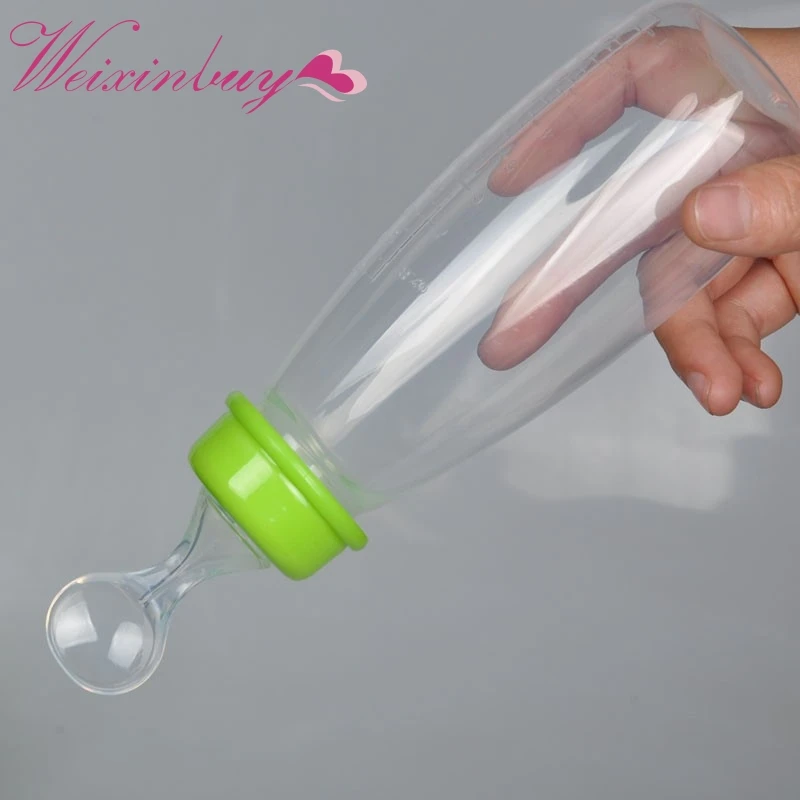 

240ML Kids Squeeze Spoon Milk Food Support Bottle Newborn Baby Rice Paste Bottle Infant Drinking Training PP Cups