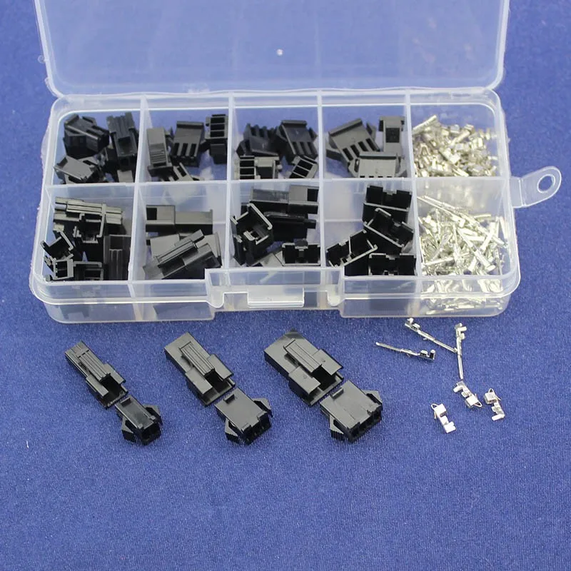 SM2.54 наборы 25 комплектов в коробке 2p 3p 4p 2,54 мм Шаг женский и мужской коннекторы адаптер