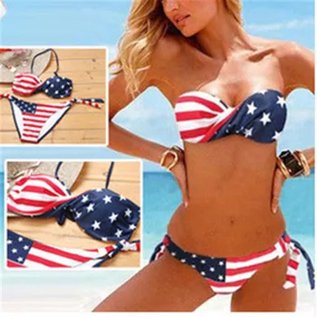 

Striped Star Flag Bikinis Beachwear Swimsuits Net Sand Siamese Sexy Striped Beachwear Brazilian Bathing Swim Suit Bath