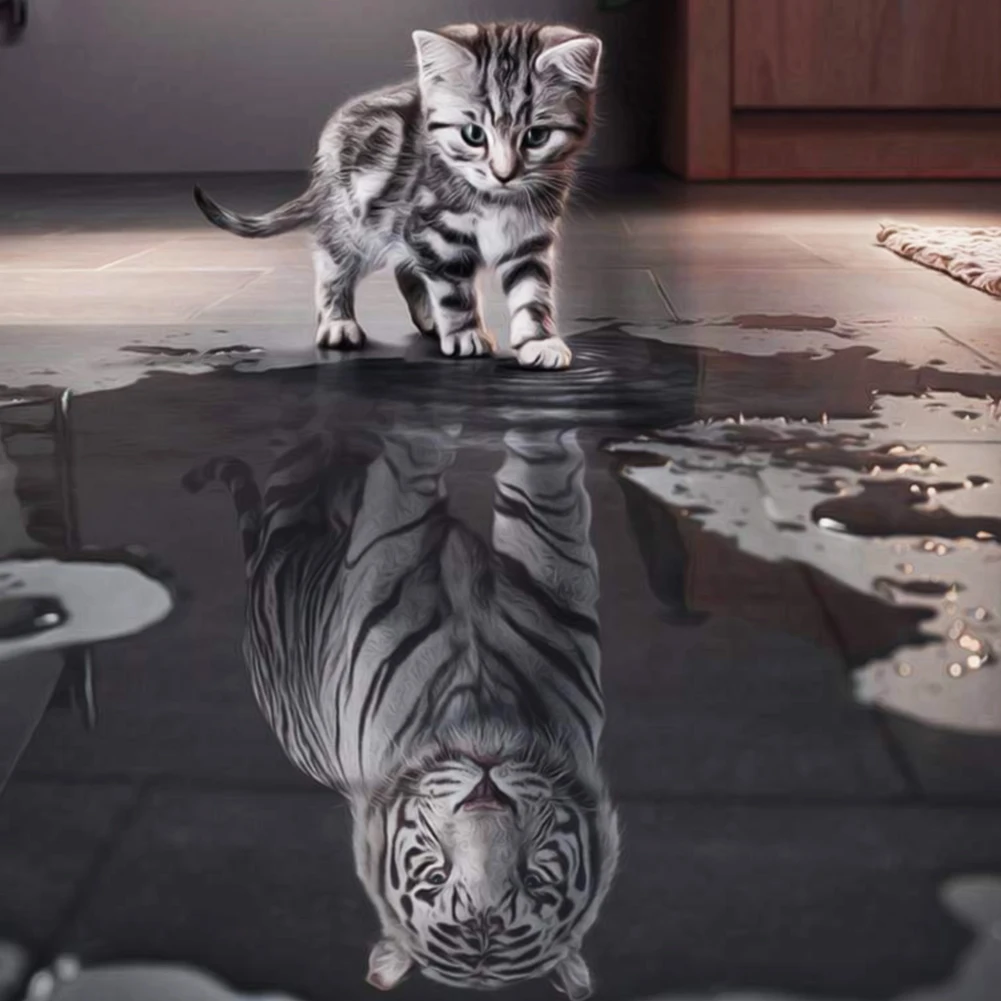 

3D DIY Cat Whisper Diamond Embroidery Painting Animals of Cat to Tiger Home Decoration Wall Painting of Diamond Mosaic Painting