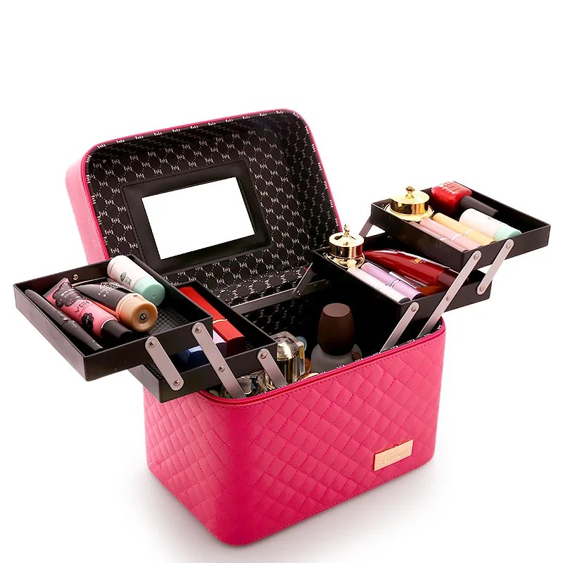 Ladies New High Quality Big Capacity Cute Portable Cosmetic Cases Storage Box Simple Makeup Box Fashion Lady Waterproof Travel