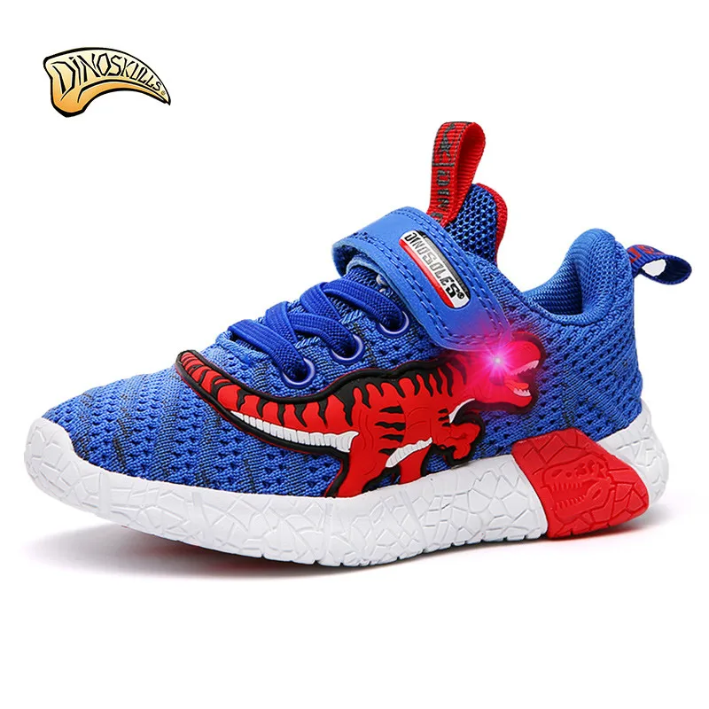 Toddler Kids Shoes Light Up Dinosaur Baby Boys Glowing Sneakers Mesh Breathable Children's Running Sports Led Shining Shoes
