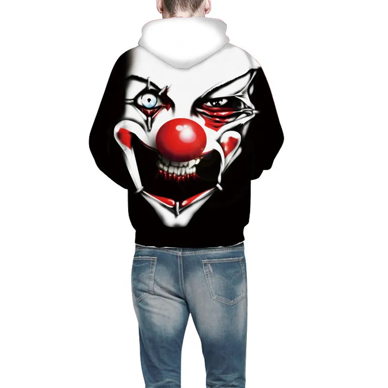 Толстовка с капюшоном Clown Pennywise 3D для мужчин и женщин осенняя зимняя верхняя