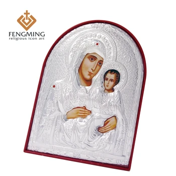 

3pcs/set different size orthodox icons art of virgin mary of Jerusalem and Jesus wholesale religious silver icon pendant gifts