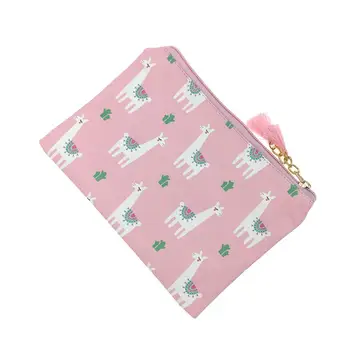 

Women Cute Cartoon Alpaca Tassels Zipper Clutch Bag Cosmetic Passport Holder