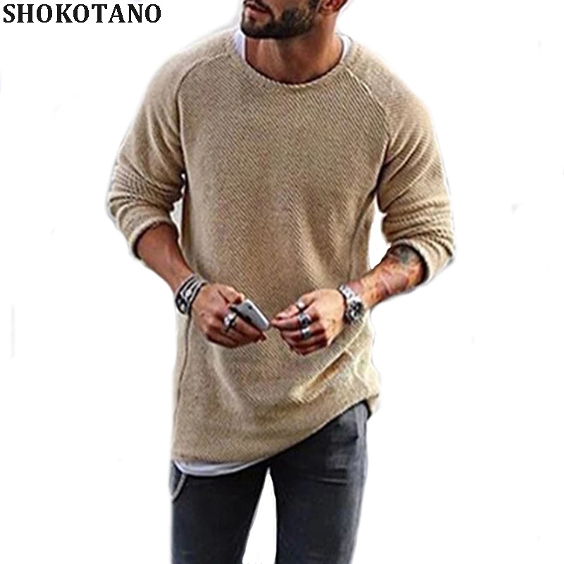 SHOKOTANO Men Casual Solid Color Crew Neck Sweater O Neck Knitted Stylish Pullover Hip Hop Men Sweater 6 Colors Autumn Tops