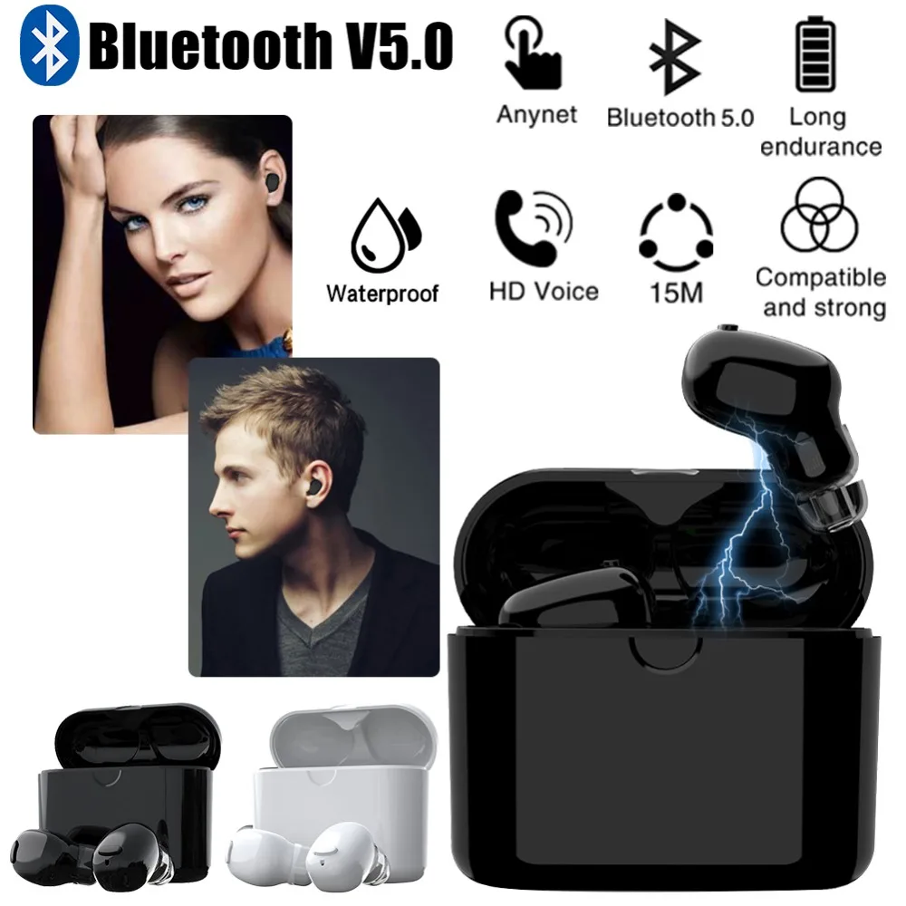 

TWS HD Microphone Bluetooth Earphone 5.0 Handsfree Wireless Earphone Bluetooth Sports Waterproof Headset With Charging Box