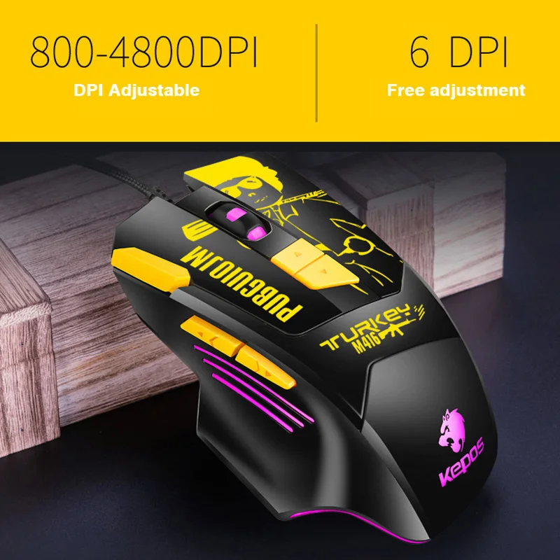 FELYBY Wired RGB Gaming Mouse 8 Programmable Buttons 6800 DPI Adjustable Optical Gaming Mouse Ergonomic Mouse With Fire Button