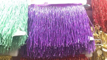 

5 yards /bag CiCi-101918 purple tube beads ribbon fringe tassel for wedding dress /garment/decorative /dress decoration