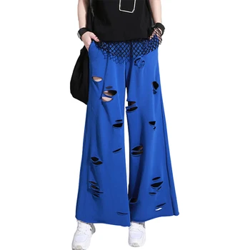 

Hot Sell 2017 New Women Summer Casual Pants Female Hollow Out Pants Thin Loose Pants High Waist Wide Leg Pants YP0250