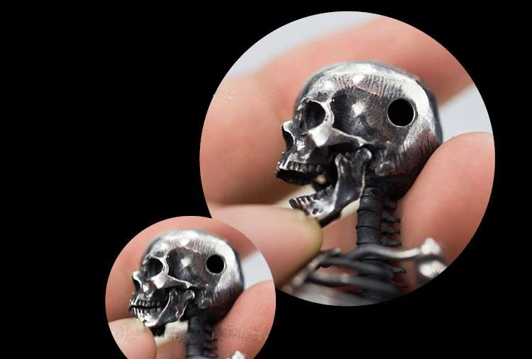 Дизайн ювелирных изделий S925 стерлингового серебра Череп Половина тела Скелет кормовой кости мужчины и женщины кулон ожерелье