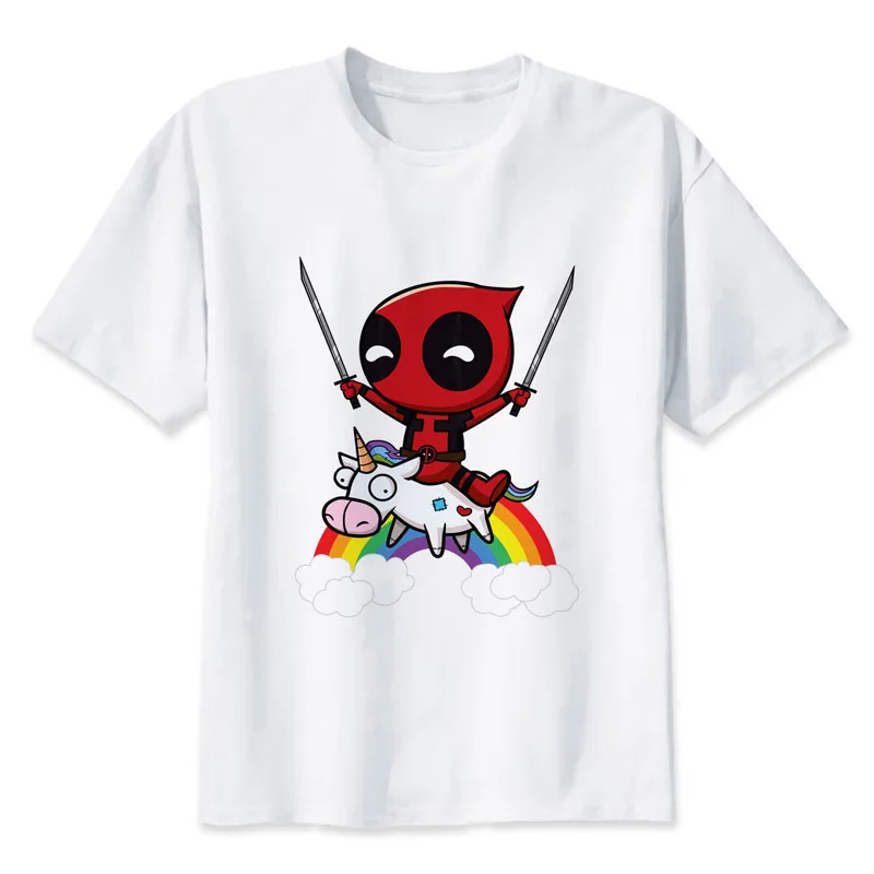 

Deadpool Riding a Unicorn print casual tshirt mens o-neck t shirts fashion men's tops men T-shirt short sleeve men MRR358