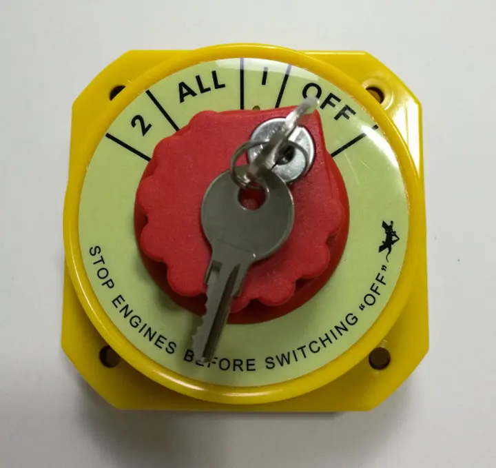 

Marine Boat RV Fishing Yellow Dual Battery Isolator Selector Switch W/ Key 9108