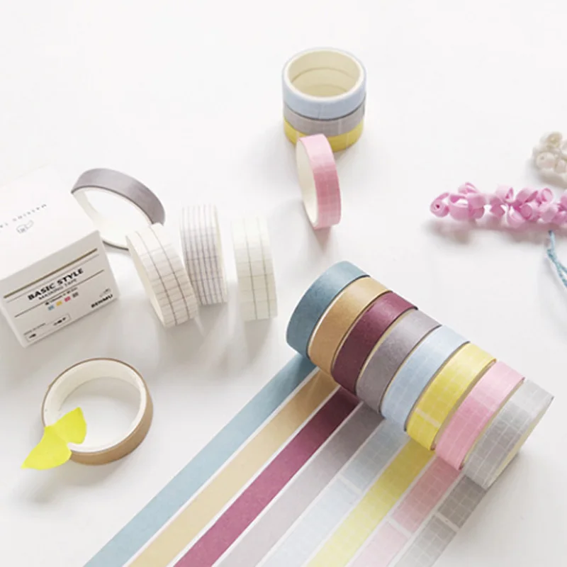 

10-13mmX2m Pure color grid decoration Washi tape DIY Diary Dividing line Scrapbook paper tape kawaii adhesive tape label sticker