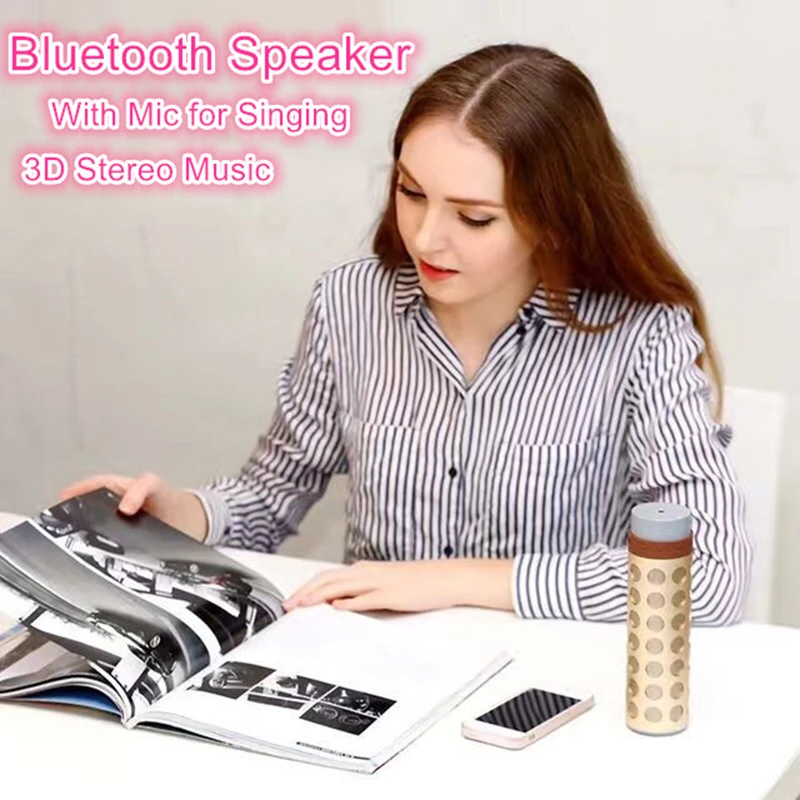 

Qiateng Bluetooth Speaker V4.1 Wireless Karaoke Player Microphone With Mic KTV Singing Record Microphone For SmartPhone Computer