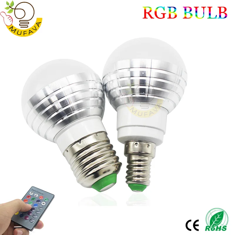 3 Вт 5 rgb лампа E27 E14 GU10 MR16 Светодиодная сценическая 16 видов цветов с пультом